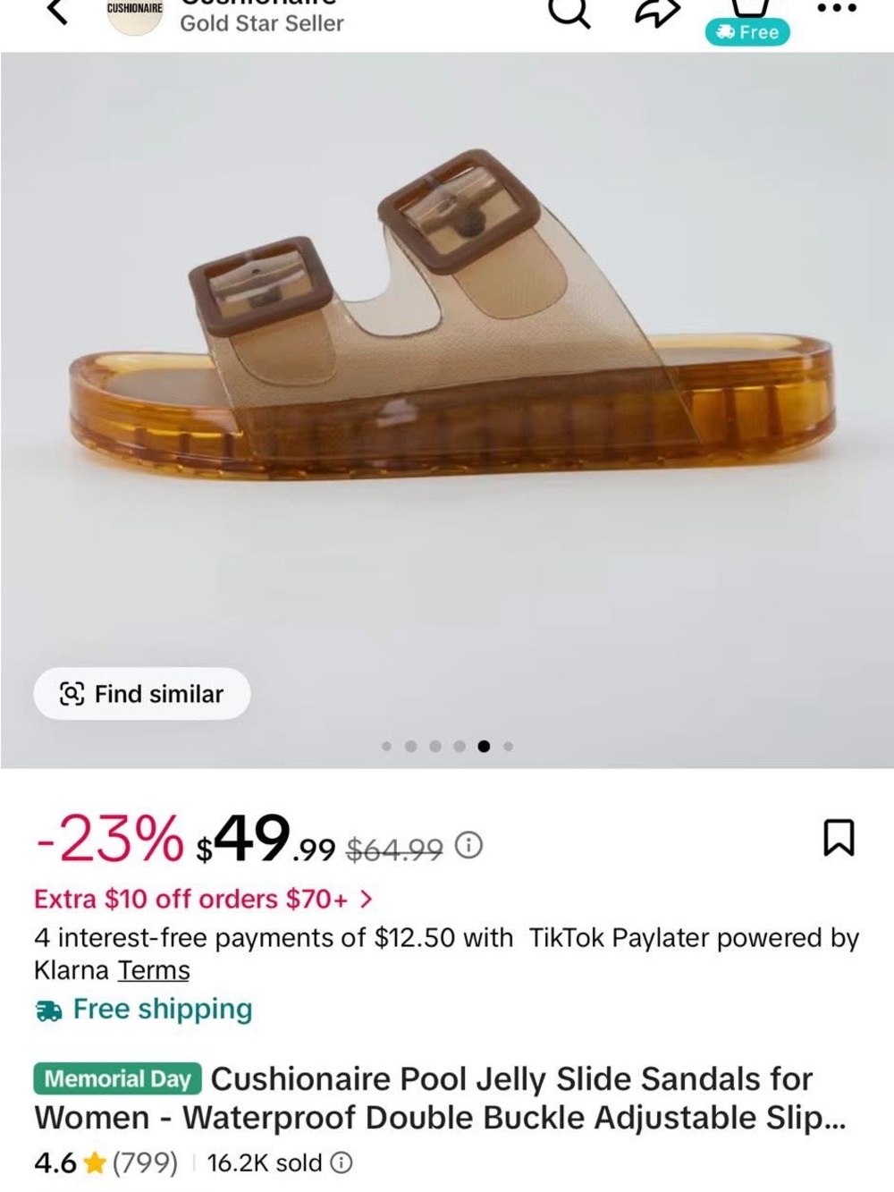 CushionaIre Amber Jelly Double-Buckle Slide Sandals for Women - Brand new